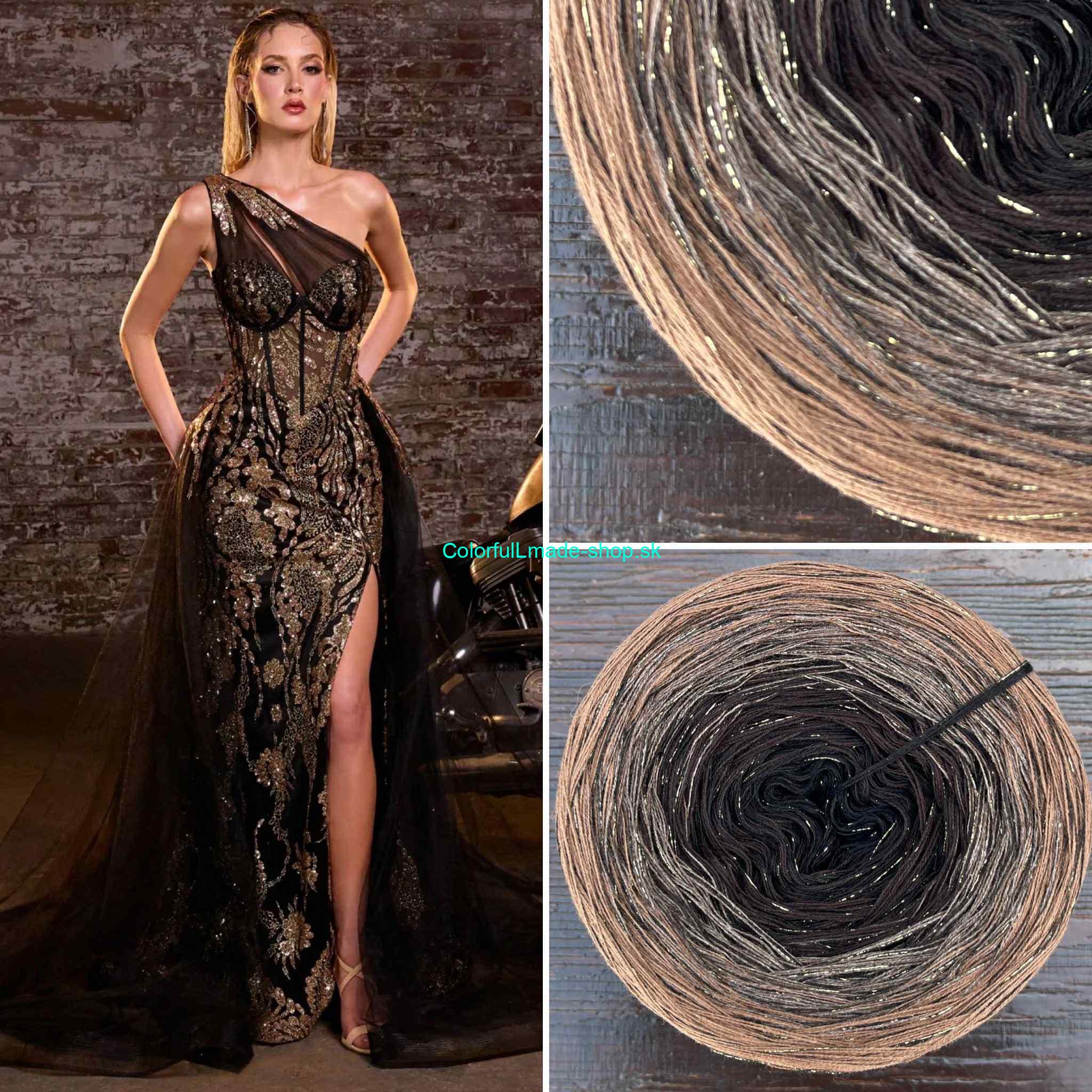 Limitovaná edice No.180 glitter schwarz/gold 220g /1000 m