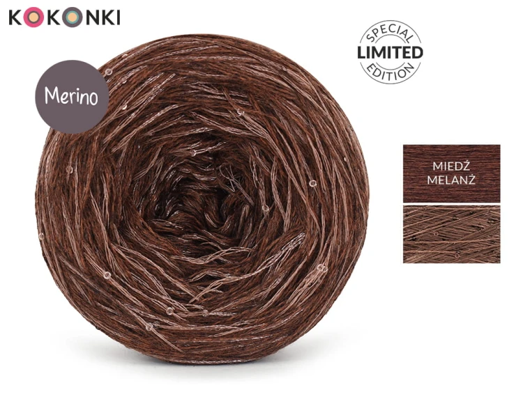 KOKONEK MERINO mono GLOW měděná melanž MG06 415 g/ 1200 m