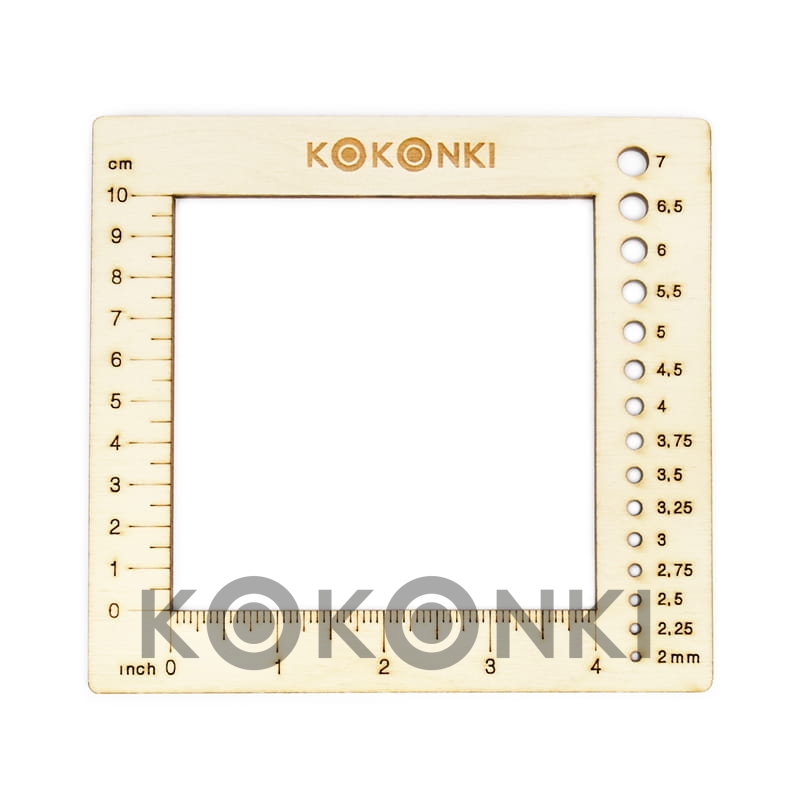 Měřidlo jehlic a háčků KOKONKI s pravítkem 