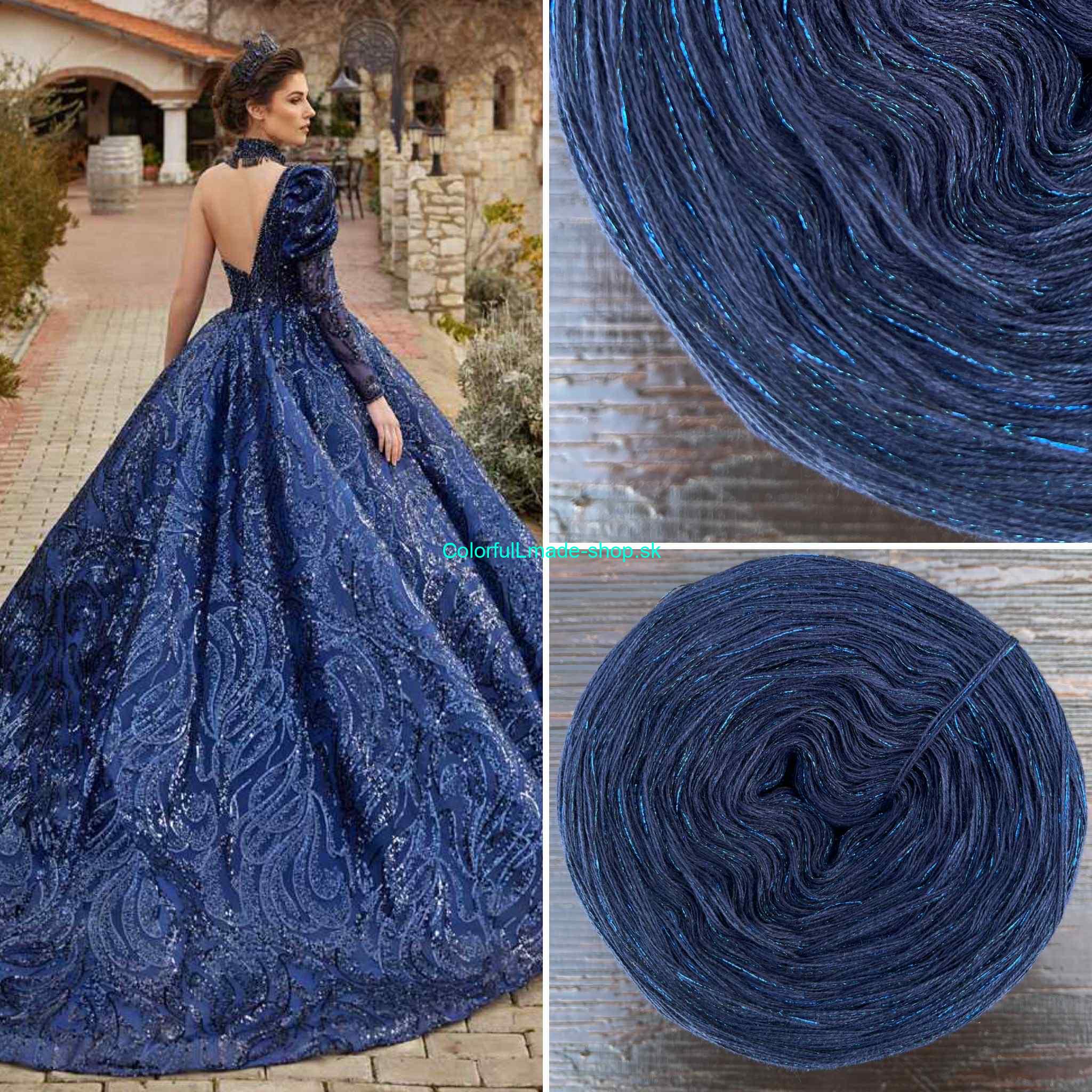 Limitovaná edice No.184 glitter schwarz/blau 220g /1000 m