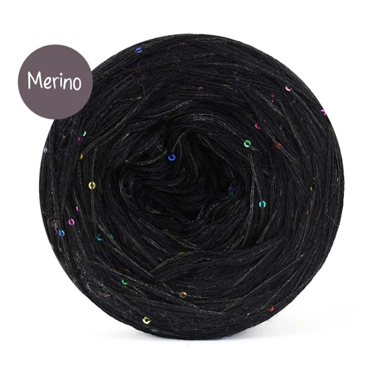 KOKONEK MERINO mono GLOW černá MG01 415 g/ 1200 m